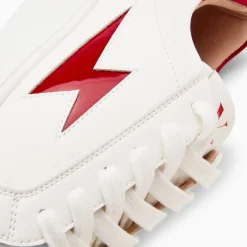 Baskets éclair Tiff blanc et rouge verni à lacets