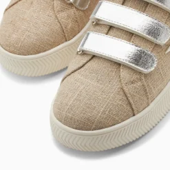 Baskets éclair Wissem beige et argent à scratchs