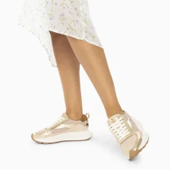 Baskets Emma or et beige à semelle oversize