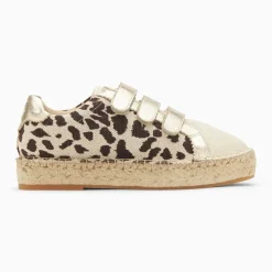 Baskets espadrilles Alyssa léopard et or à scratchs
