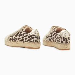 Baskets espadrilles Alyssa léopard et or à scratchs