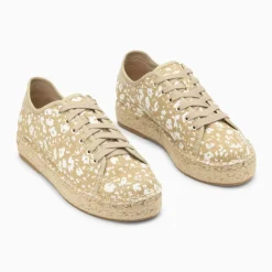 Baskets espadrilles Kourtney sable et blanc à motif liberty