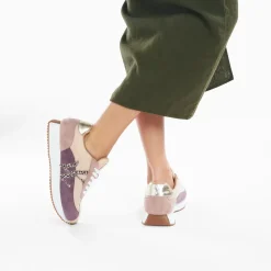 Baskets monogramme Adelie violet et beige à semelle running