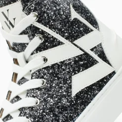 Baskets monogramme Alix montantes à paillettes noires