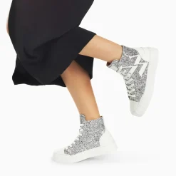 Baskets monogramme Alix montantes à paillettes argent
