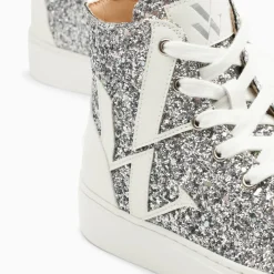 Baskets monogramme Alix montantes à paillettes argent