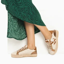 Baskets monogramme Aurore café et bronze à semelle espadrille