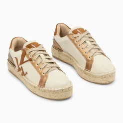 Baskets monogramme Aurore café et bronze à semelle espadrille