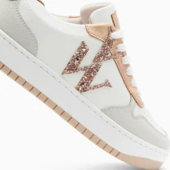 Baskets monogramme Calie blanc et rose gold