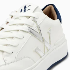 Baskets monogramme Candice blanc et bleu