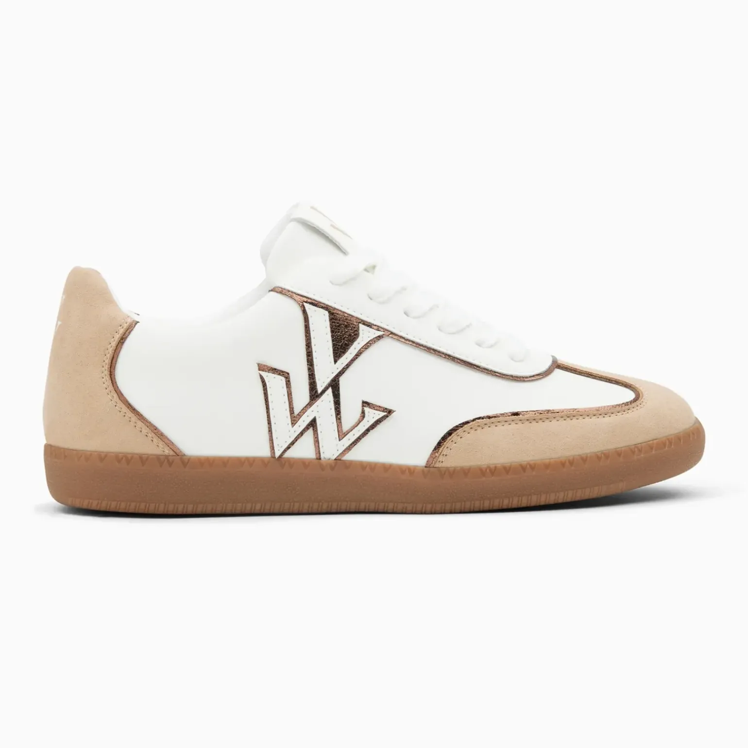 Baskets monogramme Charlize blanc et beige à semelle rétro