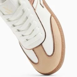 Baskets monogramme Charlize blanc et beige à semelle rétro
