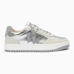 Baskets monogramme Cidem argent et gris