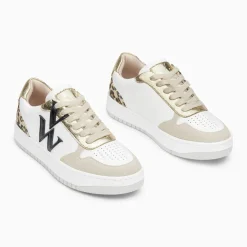 Baskets monogramme Esmée blanc et beige clair