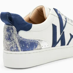 Baskets monogramme Gabriella blanc et bleu