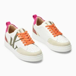 Baskets monogramme Gabriella blanc et orange