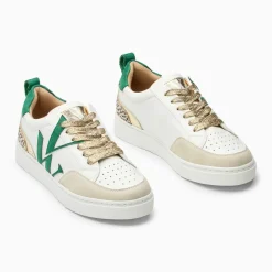 Baskets monogramme Gabriella blanc et vert
