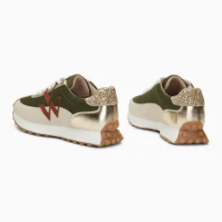 Baskets monogramme Hanae kaki et beige à lacets