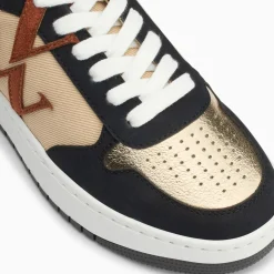 Baskets monogramme Ilyana beige et noir à lacets
