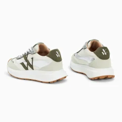 Baskets monogramme Inès kaki et argent à semelle oversize