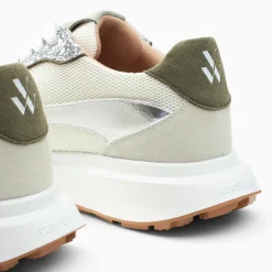 Baskets monogramme Inès kaki et argent à semelle oversize