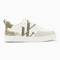 Baskets monogramme Joyce blanc et kaki