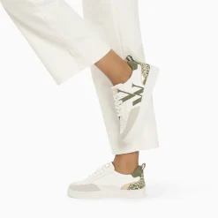 Baskets monogramme Joyce blanc et kaki