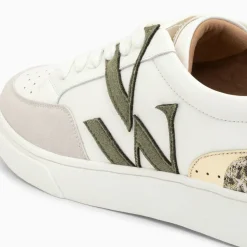 Baskets monogramme Joyce blanc et kaki