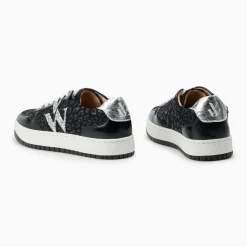 Baskets monogramme Kasia léopard noir à lacets