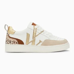 Baskets monogramme Luna blanc et or