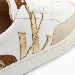 Baskets monogramme Luna blanc et or