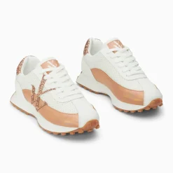 Baskets monogramme Mona blanc et rose gold à semelle running