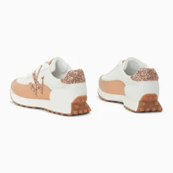 Baskets monogramme Mona blanc et rose gold à semelle running