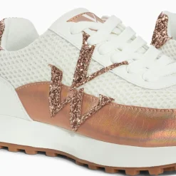 Baskets monogramme Mona blanc et rose gold à semelle running