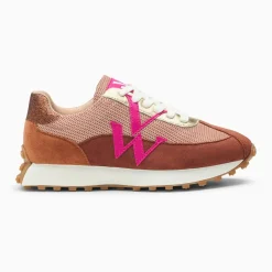 Baskets monogramme Mona beige et brique à semelle running
