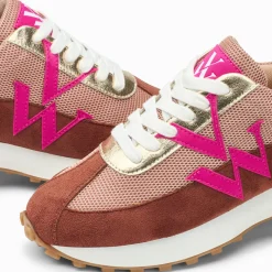 Baskets monogramme Mona beige et brique à semelle running