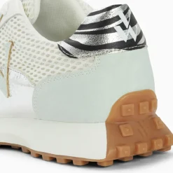 Baskets monogramme Mona blanc et bleu à semelle running