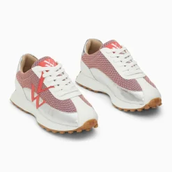 Baskets monogramme Mona rose et argent à semelle running