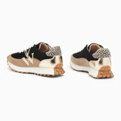 Baskets monogramme Pia beige et noir à semelle running
