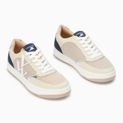 Baskets monogramme Rosie beige et marine