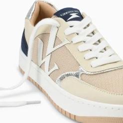 Baskets monogramme Rosie beige et marine