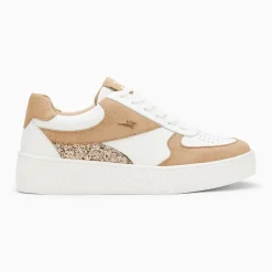 Baskets Nassita beige et rose gold à lacets