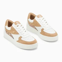 Baskets Nassita beige et rose gold à lacets