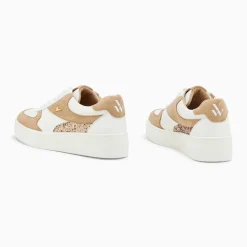 Baskets Nassita beige et rose gold à lacets