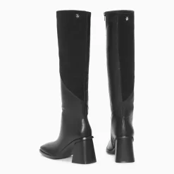 Bottes Brooke bi-matière noires à talon trapèze