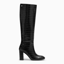 Bottes Diana noir croco à talon
