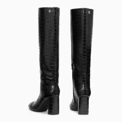 Bottes Diana noir croco à talon
