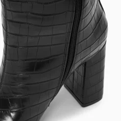 Bottes Diana noir croco à talon
