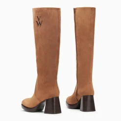 Bottes Lamia camel à talon bois