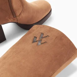 Bottes Lamia camel à talon bois